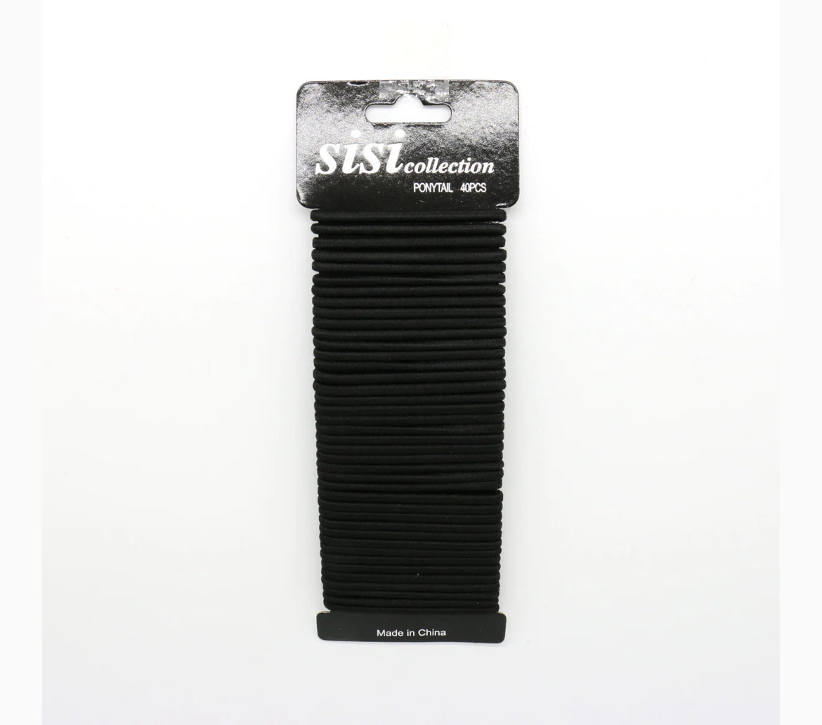 Black Elastic Hair Tie 36pc